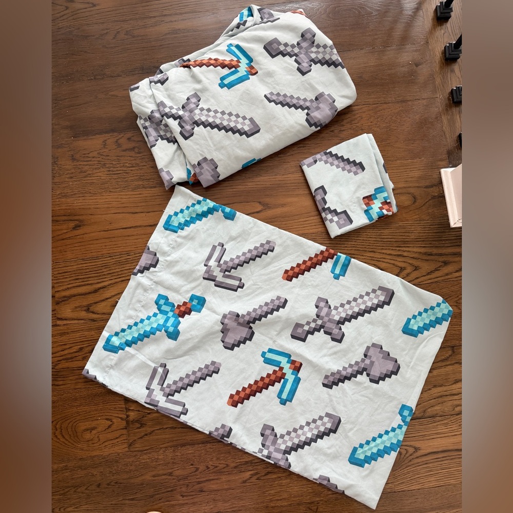 MINECRAFT Full Fitted Sheet + 2 Standard Pillowcases